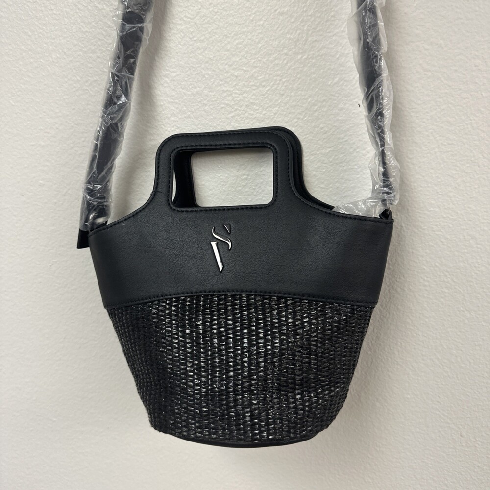 Simply Vera Vera Wang Modern Straw Black Shoulder Tote Bag